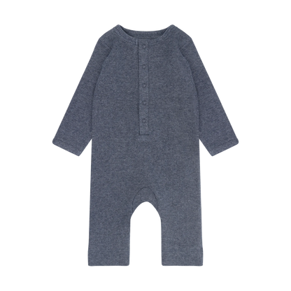 Fixoni Romper LS Melange Rib - Vintage Indigo Melange - hatshoe