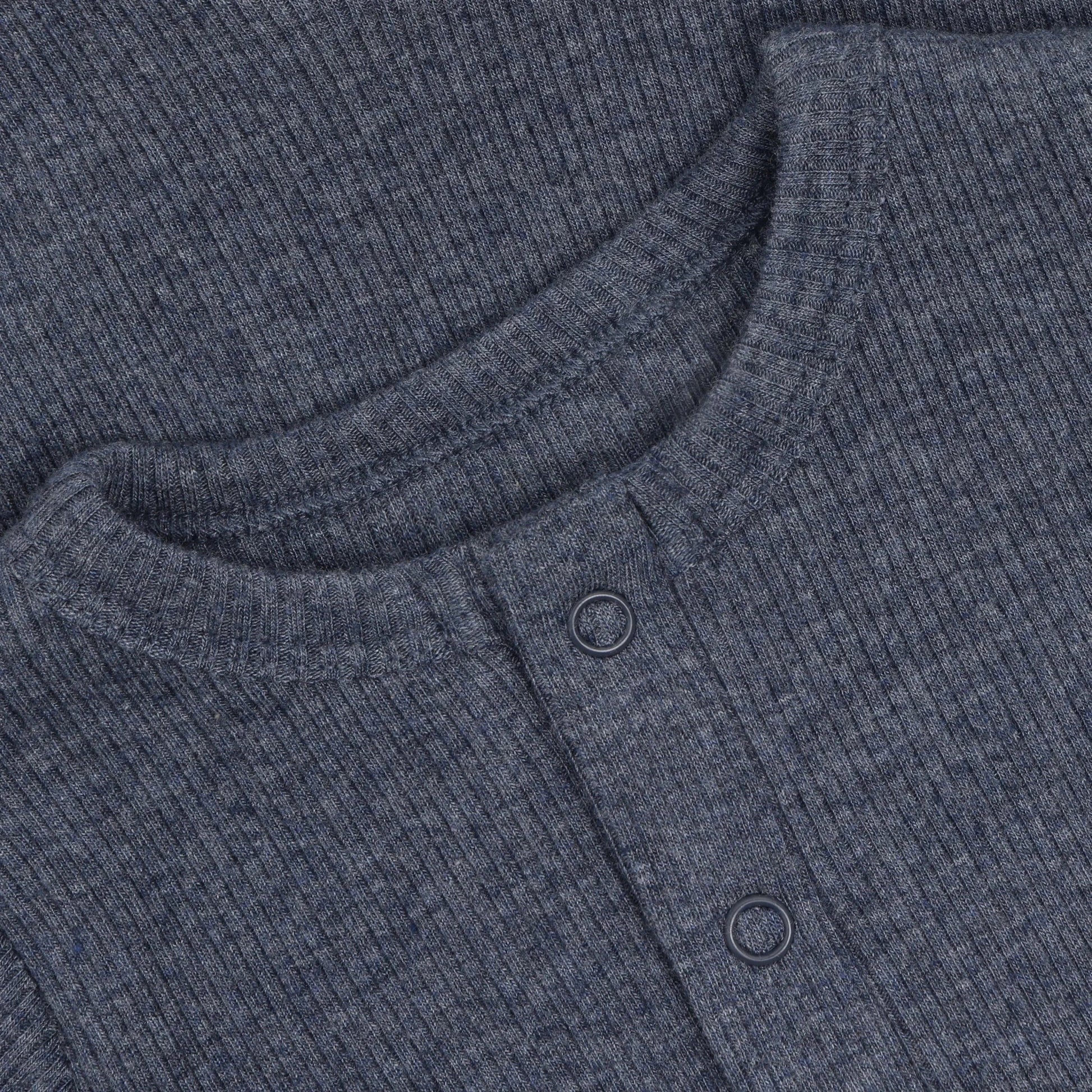 Fixoni Romper LS Melange Rib - Vintage Indigo Melange - hatshoe