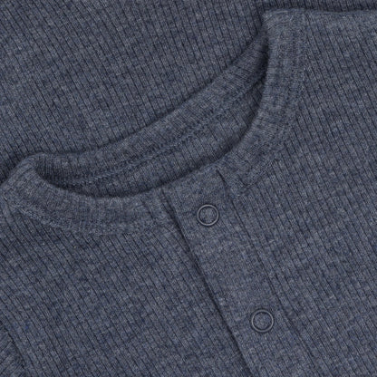 Fixoni Romper LS Melange Rib - Vintage Indigo Melange - hatshoe