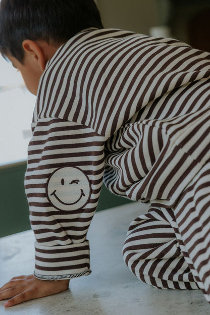 Fliink Jongens Trui Alvin Stripe - Bruin Taupe - hatshoe