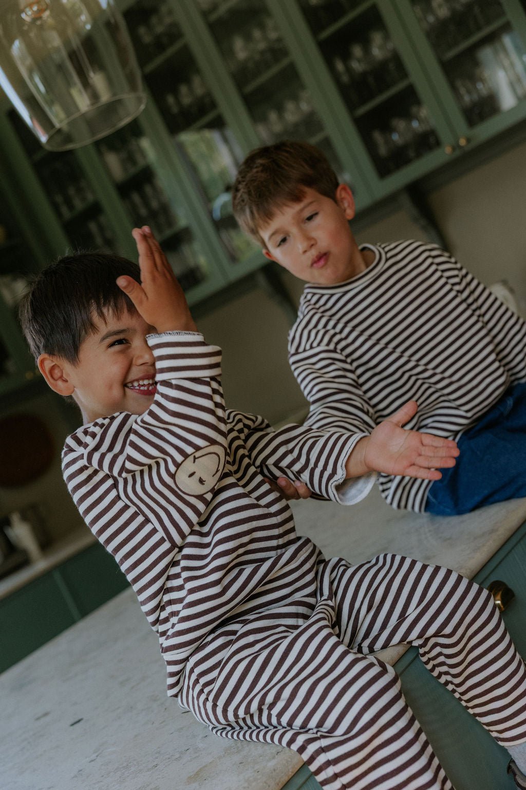Fliink Jongens Trui Alvin Stripe - Bruin Taupe - hatshoe