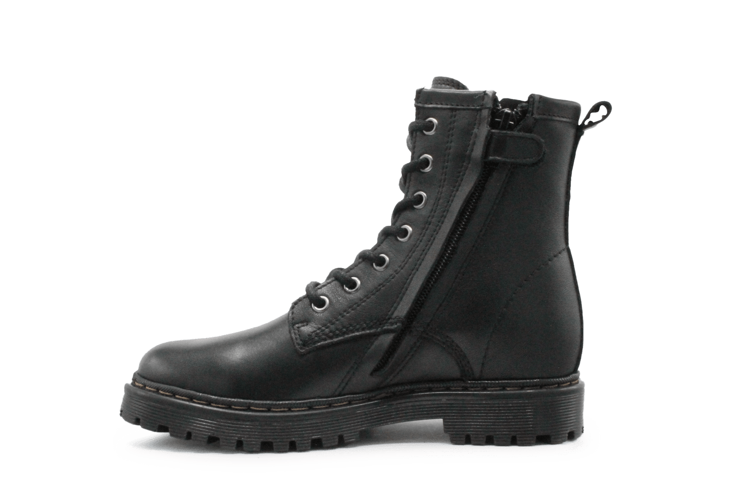 Giga G4465 Meisjes Boots Zwart Leer – Smalle Pasvorm met Rits - hatshoe