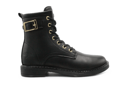 Giga G4475 Meisjes Boots Zwart Leer met Gouden Gesp – Smalle Pasvorm - hatshoe