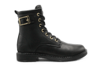 Giga G4475 Meisjes Boots Zwart Leer met Gouden Gesp – Smalle Pasvorm - hatshoe