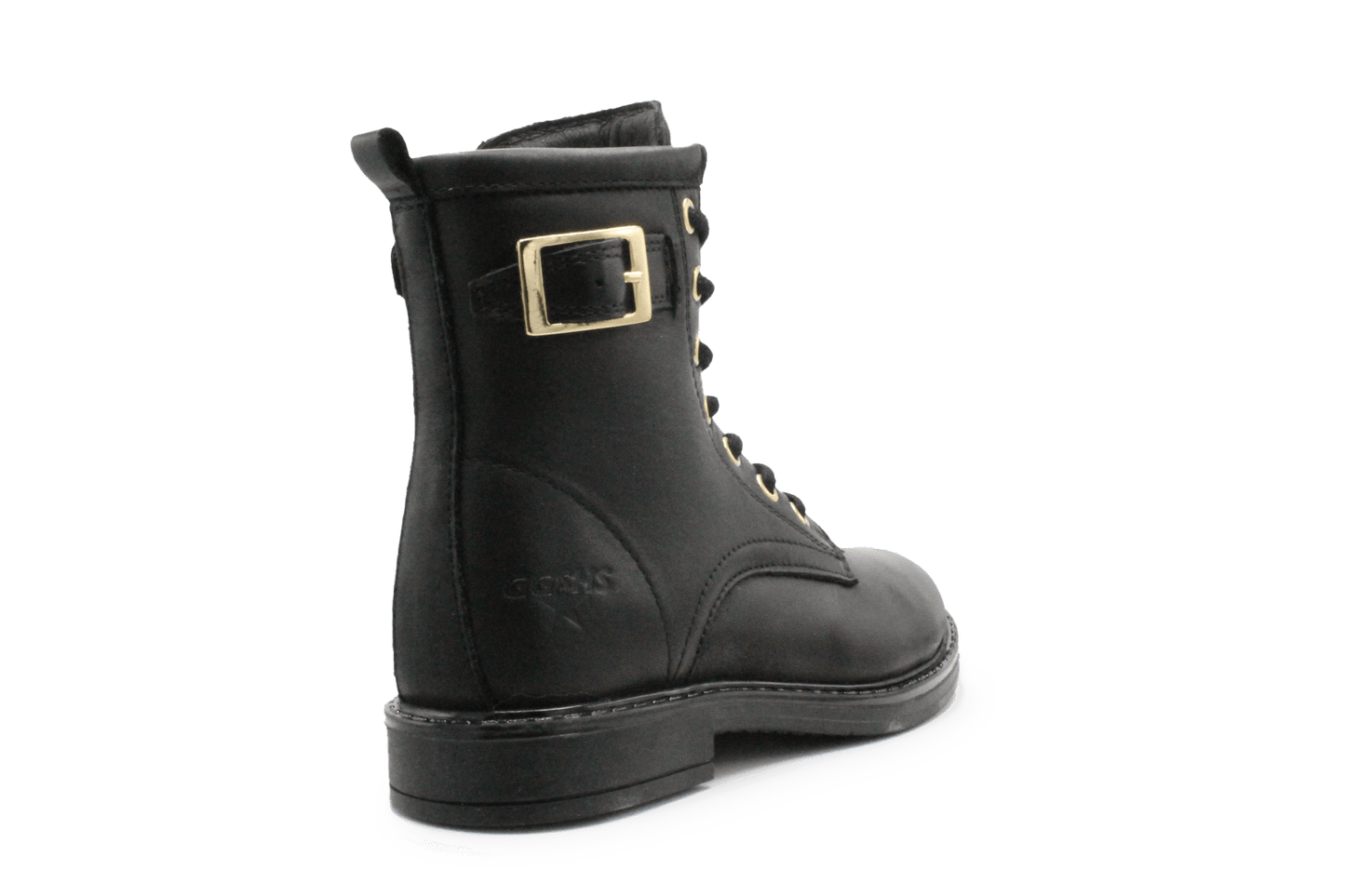 Giga G4475 Meisjes Boots Zwart Leer met Gouden Gesp – Smalle Pasvorm - hatshoe