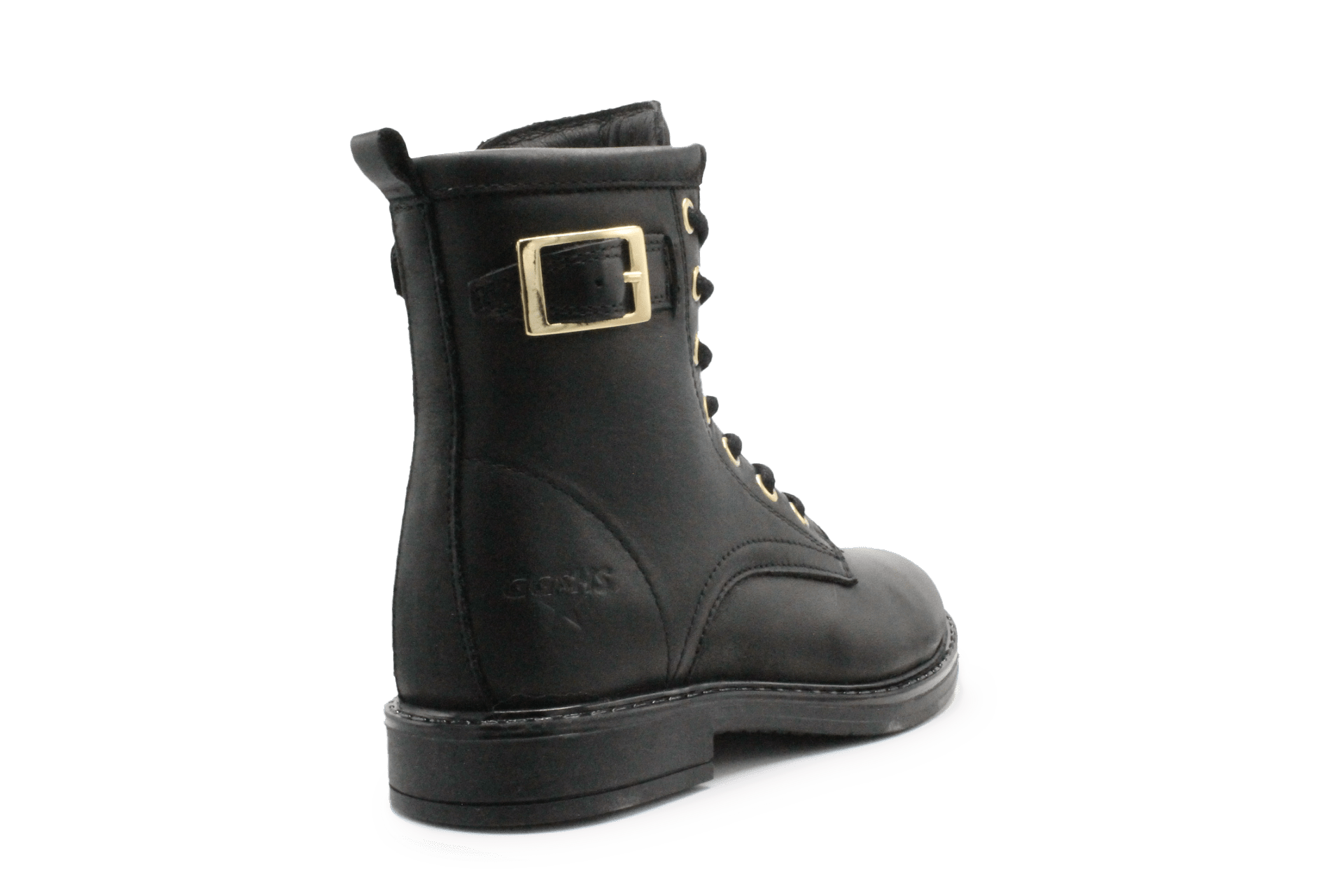 Giga G4475 Meisjes Boots Zwart Leer met Gouden Gesp – Smalle Pasvorm - hatshoe
