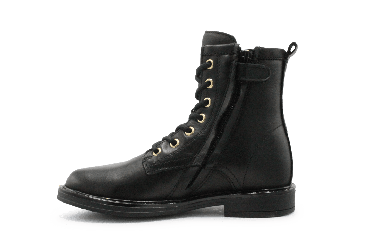 Giga G4475 Meisjes Boots Zwart Leer met Gouden Gesp – Smalle Pasvorm - hatshoe