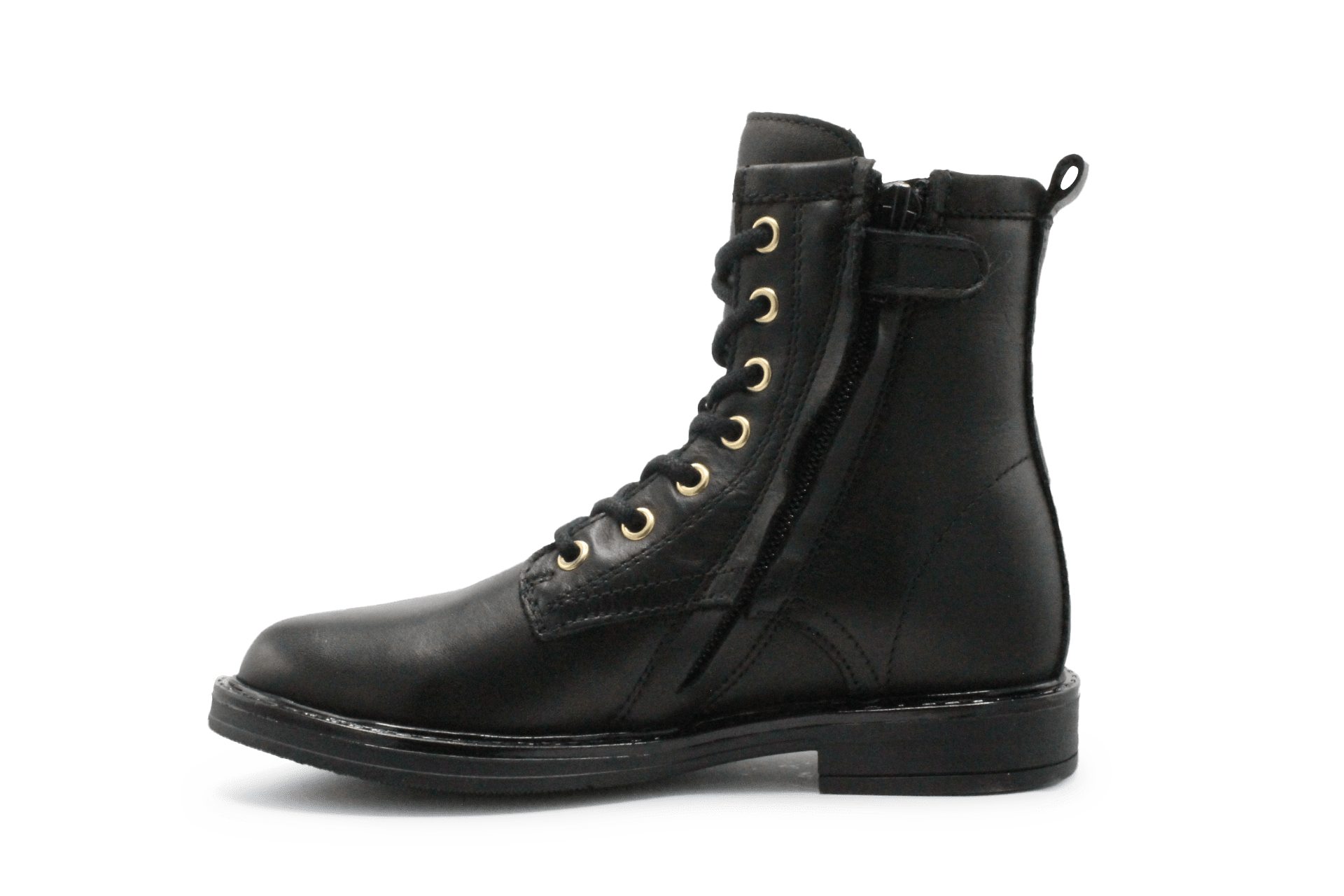Giga G4475 Meisjes Boots Zwart Leer met Gouden Gesp – Smalle Pasvorm - hatshoe