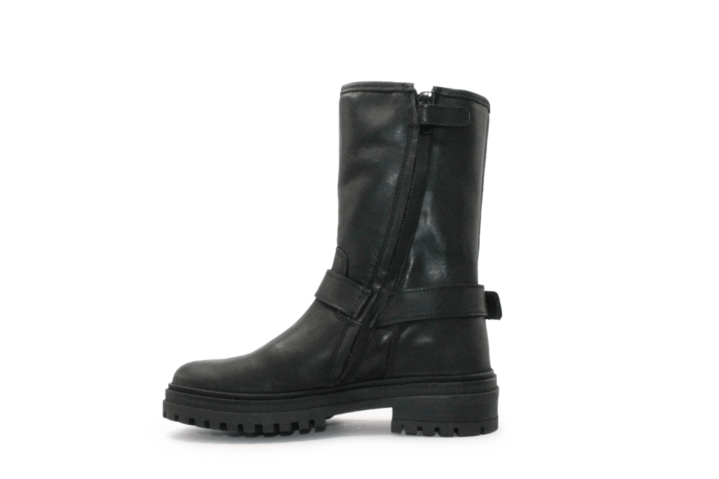 Giga G4481 Meisjes Bikerboots Zwart Leer - Smalle pasvorm - hatshoe