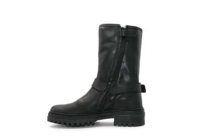 Giga G4481 Meisjes Bikerboots Zwart Leer - Smalle pasvorm - hatshoe