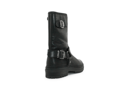 Giga G4481 Meisjes Bikerboots Zwart Leer - Smalle pasvorm - hatshoe