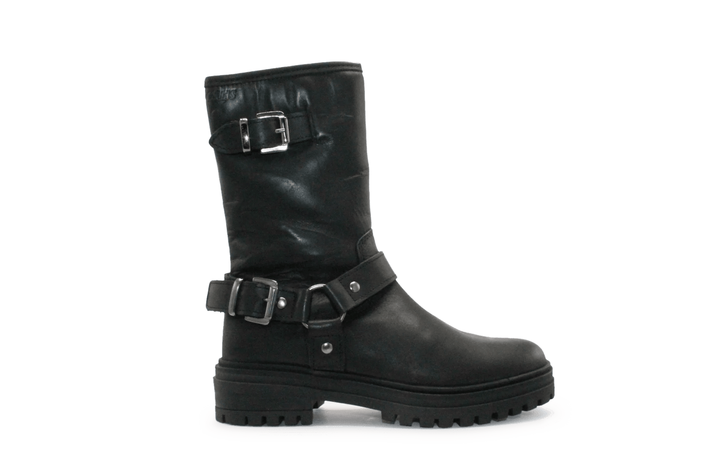 Giga G4481 Meisjes Bikerboots Zwart Leer - Smalle pasvorm - hatshoe