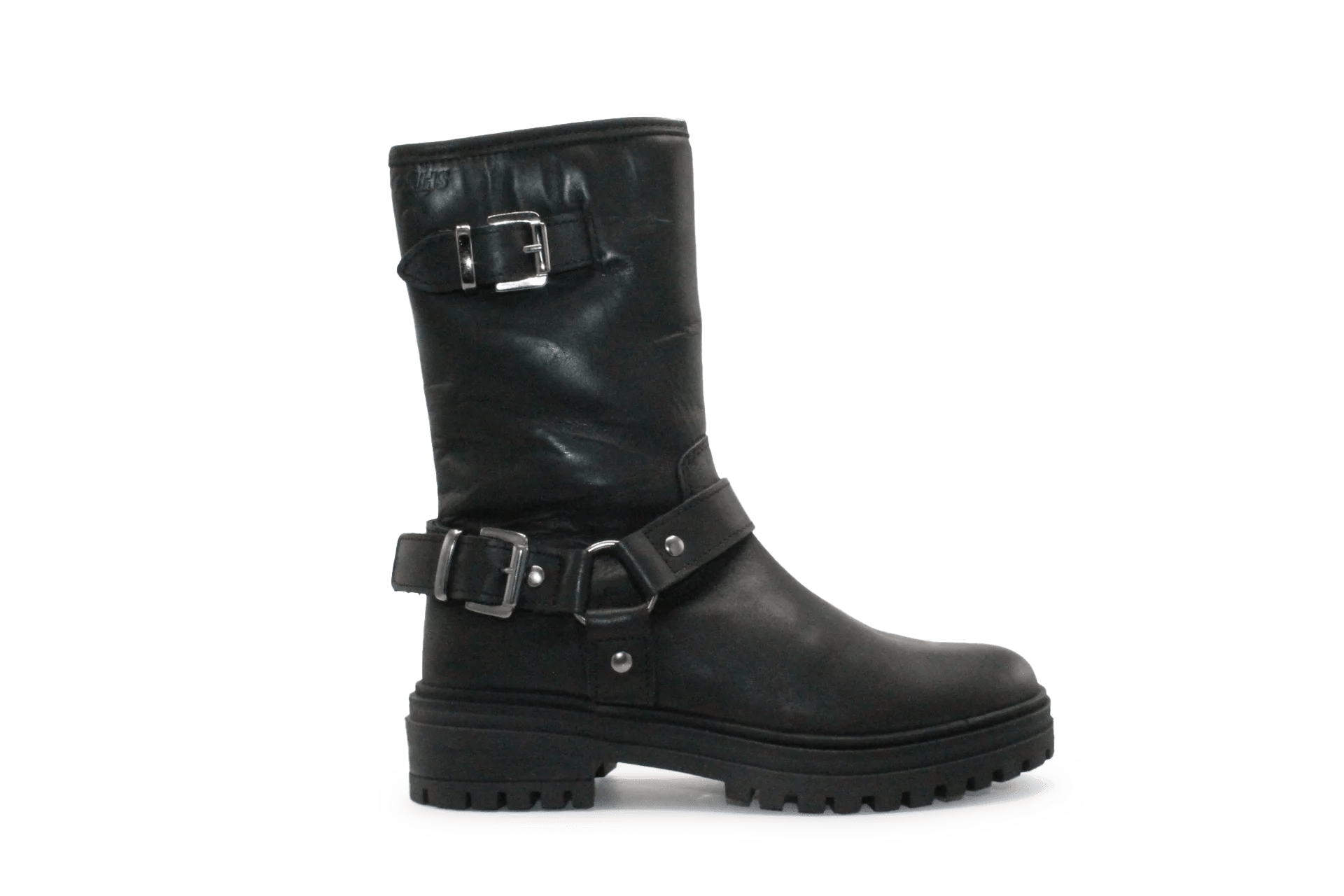 Giga G4481 Meisjes Bikerboots Zwart Leer - Smalle pasvorm - hatshoe