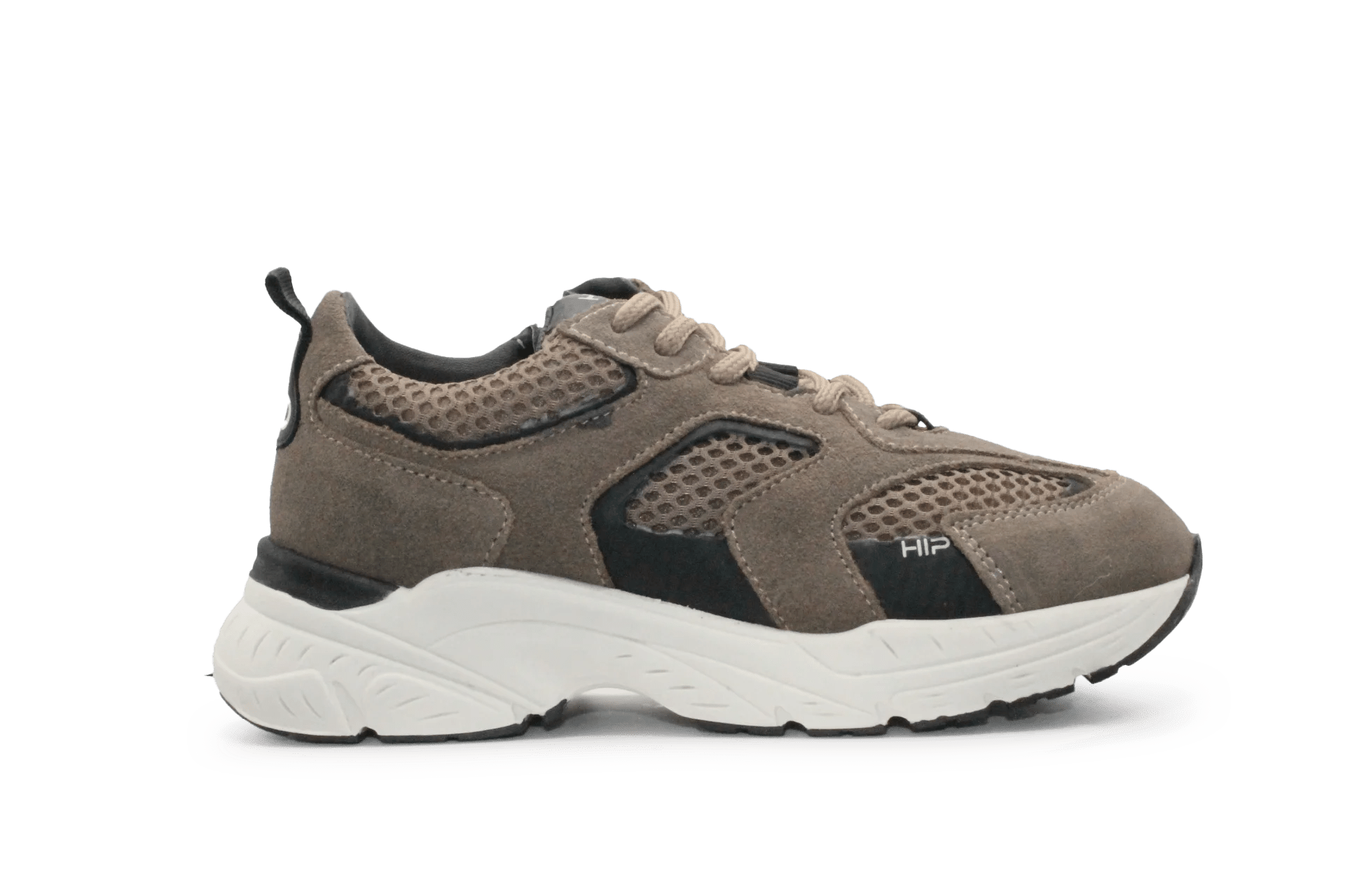 Hip H1145 Jongens Veterschoenen Taupe Suède met Rits