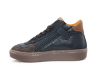 Hip H1404 Jongens Veterschoenen Donkerblauw/Bruin Leer met Rits - hatshoe