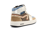Hip H1765 Meisjes Hoge Sneakers Beige/Tijgerprint Suède en Leer met Rits - hatshoe