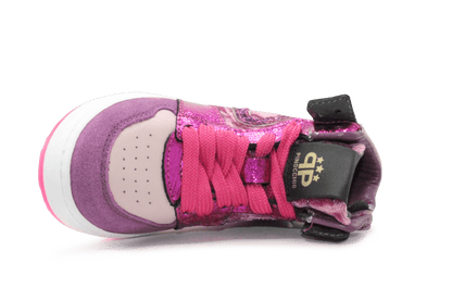 Hip H1765 Meisjes Hoge Sneakers Roze/Paarse Glitter en Suède met Rits - hatshoe
