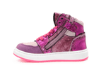 Hip H1765 Meisjes Hoge Sneakers Roze/Paarse Glitter en Suède met Rits - hatshoe
