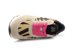 Hip H1896 Meisjes Sneakers Beige Tijgerprint Suède met Roze Glitter en Rits - hatshoe