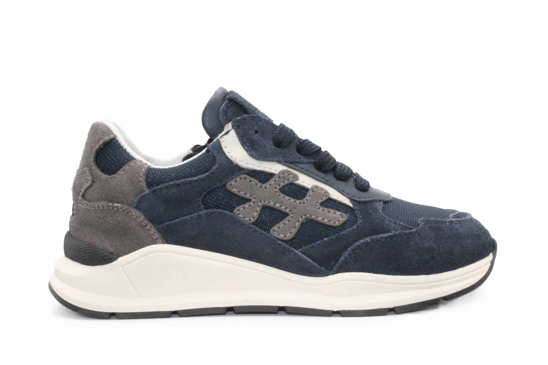 Hip H1929 Jongens Veterschoenen Blauw Suède met Rits