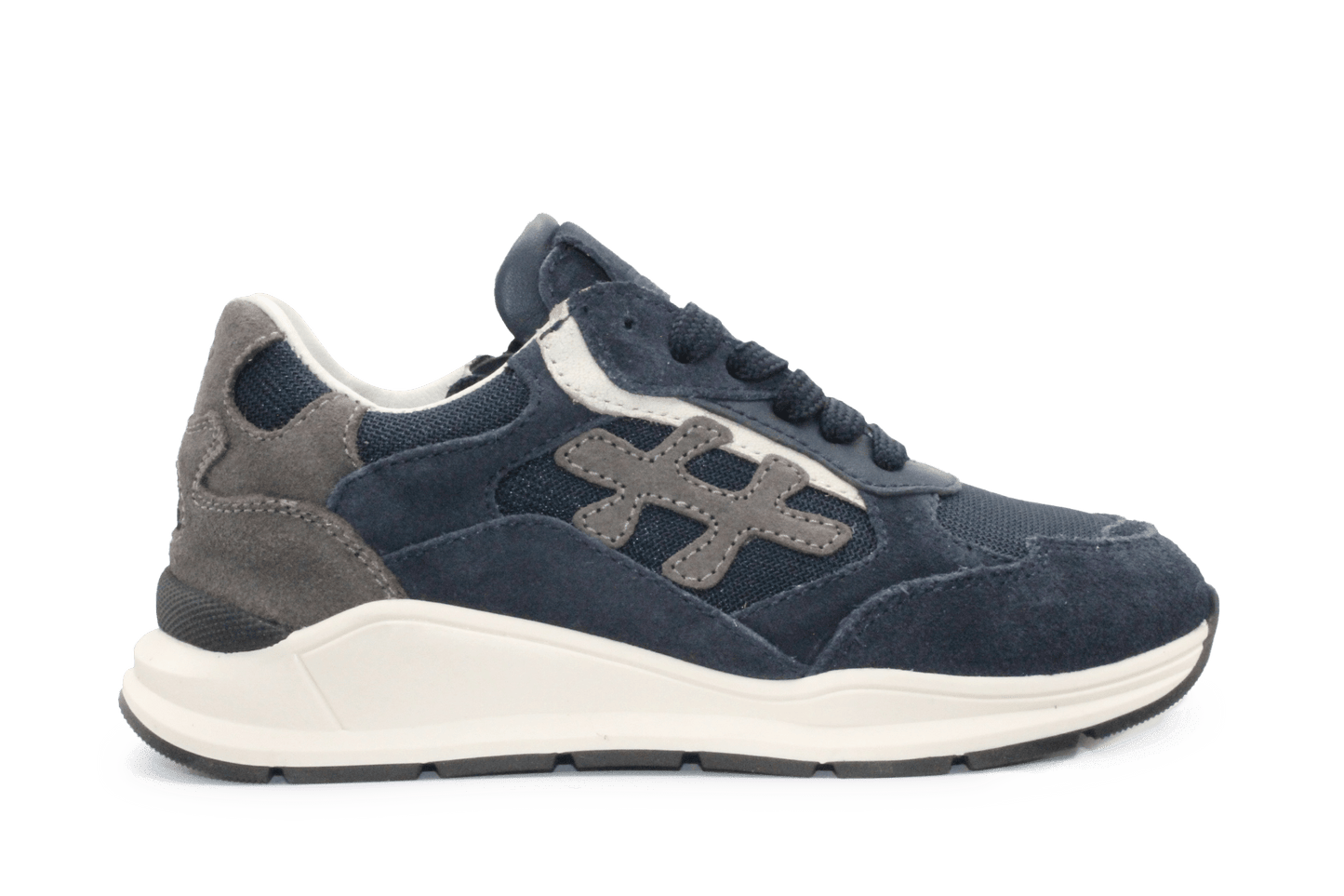 Hip H1929 Jongens Veterschoenen Blauw Suède met Rits - hatshoe