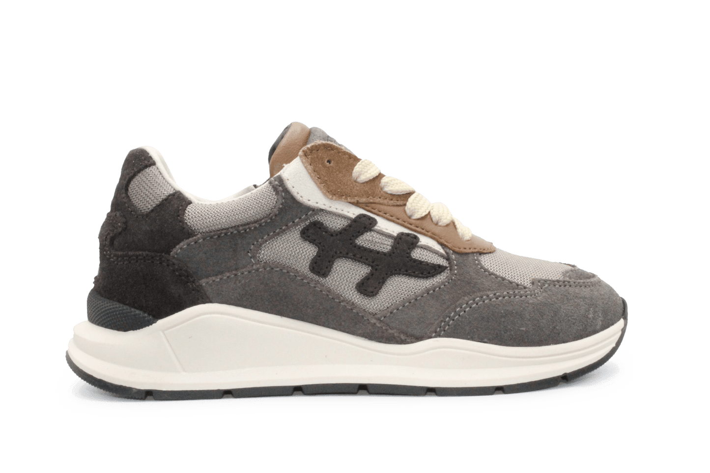 Hip H1929 Jongens Veterschoenen Taupe/Grijs Suède met Rits - hatshoe