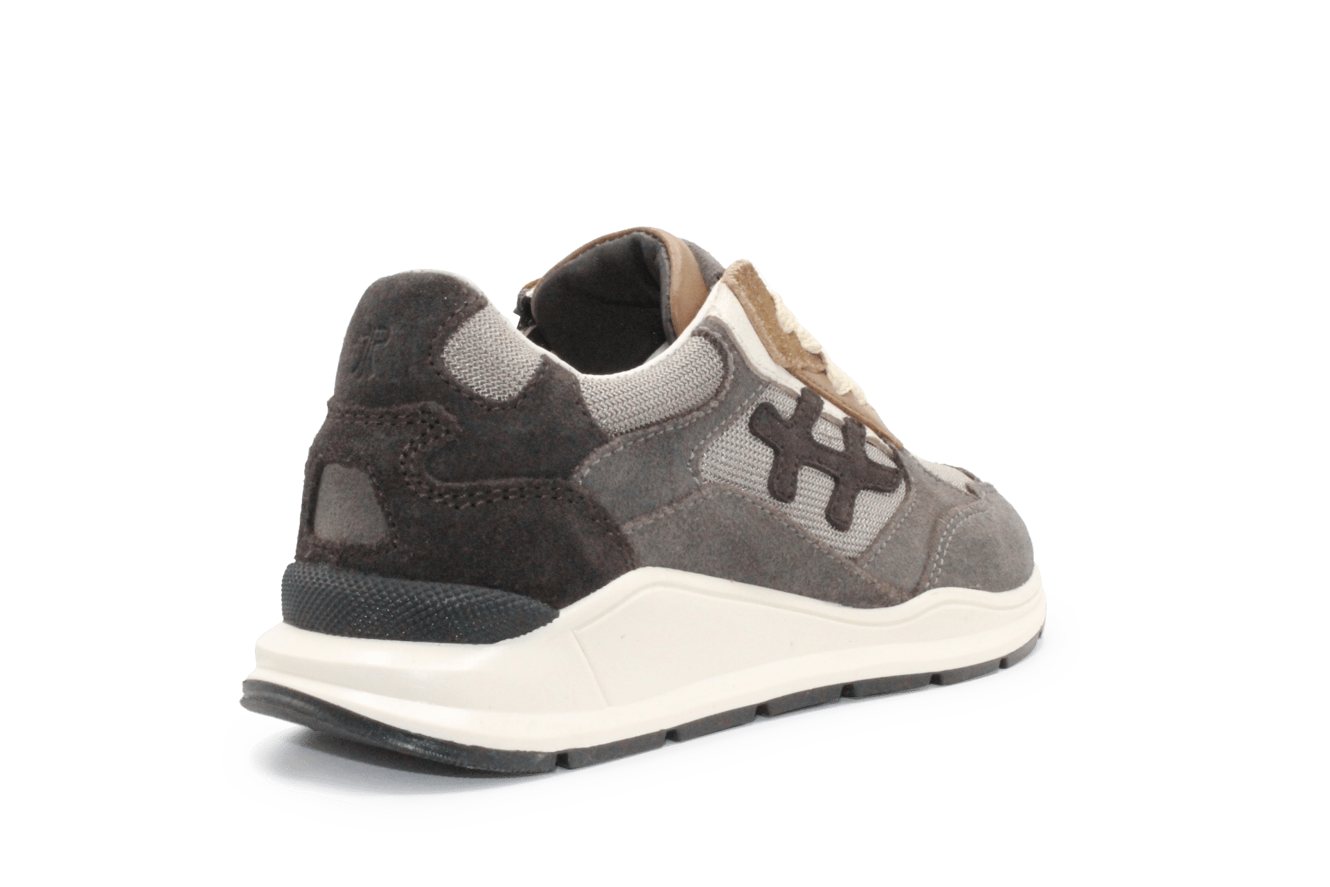 Hip H1929 Jongens Veterschoenen Taupe/Grijs Suède met Rits