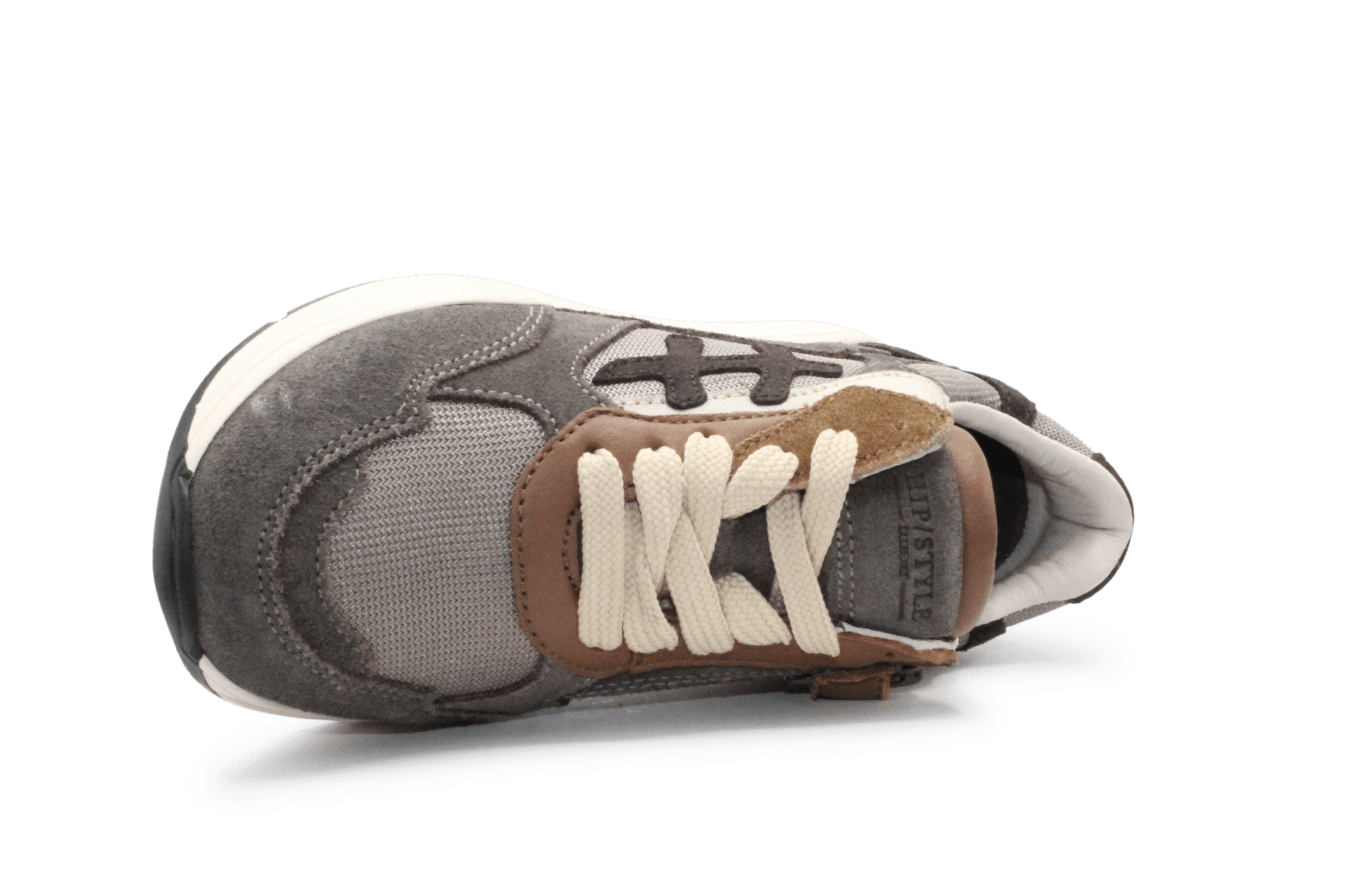 Hip H1929 Jongens Veterschoenen Taupe/Grijs Suède met Rits