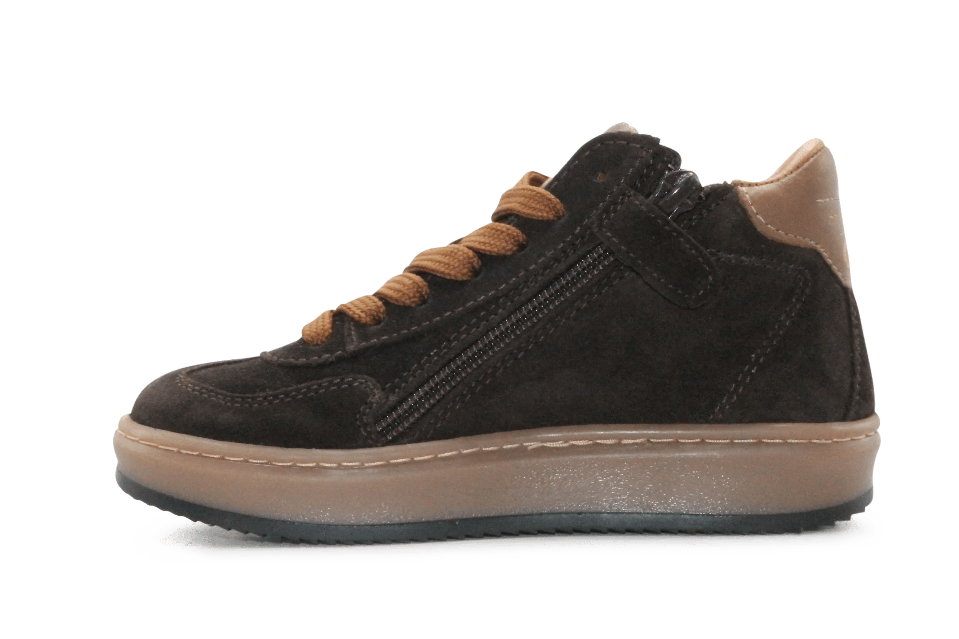 Hip Hoge Sneaker H1102 Bruin Leer & Suède – Veter en Rits