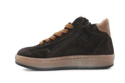 Hip Hoge Sneaker H1102 Bruin Leer & Suède – Veter en Rits - hatshoe