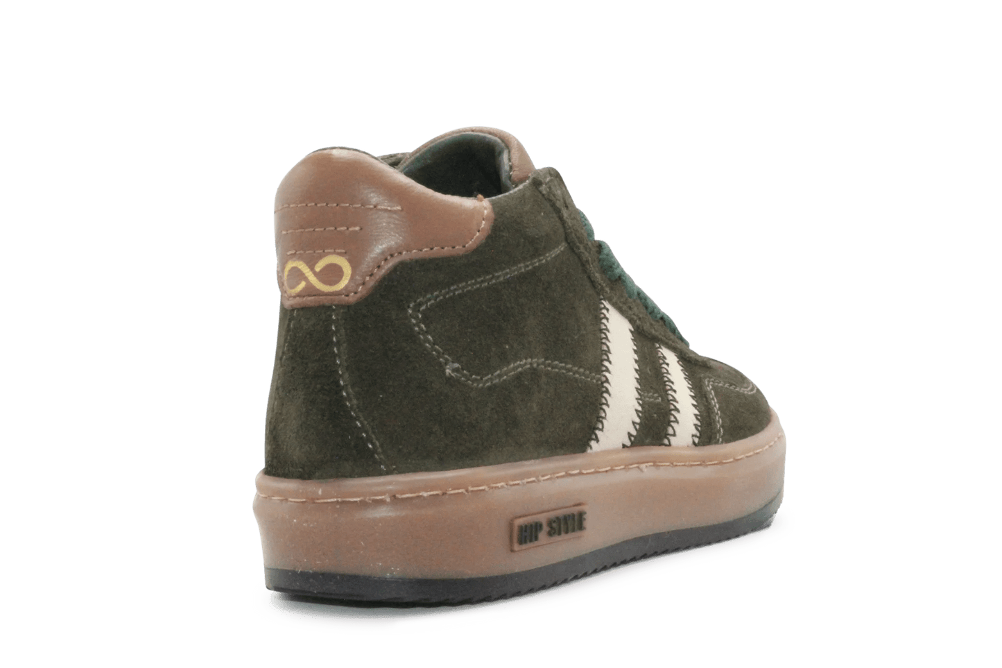 Hip Hoge Sneaker H1102 Groen Leer & Suède – Veter en Rits - hatshoe