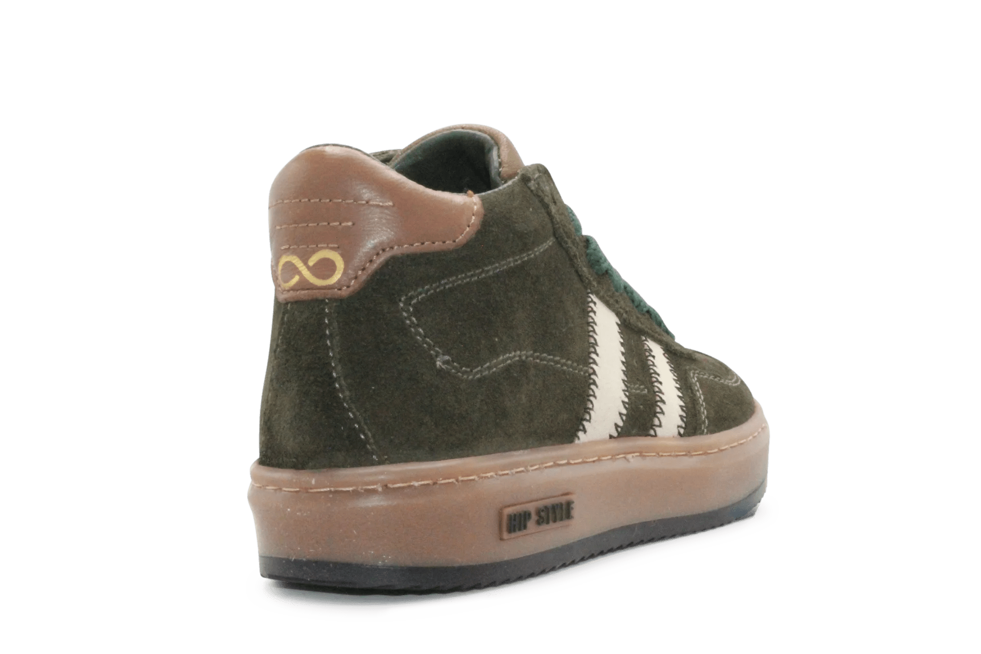 Hip Hoge Sneaker H1102 Groen Leer & Suède – Veter en Rits - hatshoe