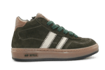 Hip Hoge Sneaker H1102 Groen Leer & Suède – Veter en Rits - hatshoe