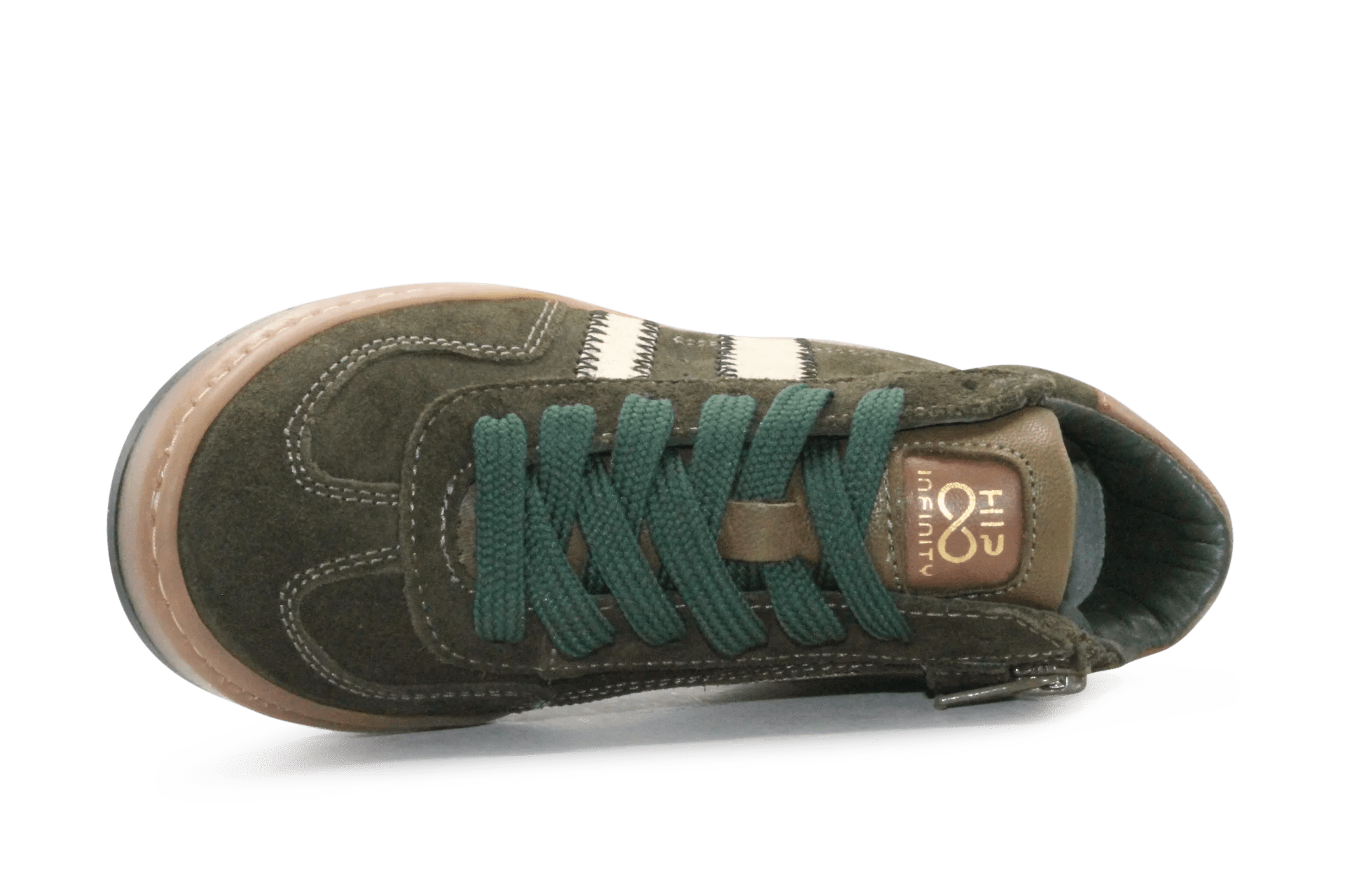 Hip Hoge Sneaker H1102 Groen Leer & Suède – Veter en Rits - hatshoe