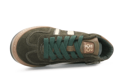 Hip Hoge Sneaker H1102 Groen Leer & Suède – Veter en Rits - hatshoe