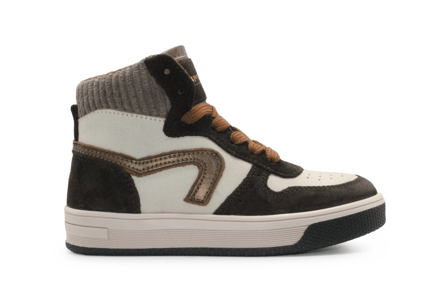 Hip Hoge Sneaker H1301 Dark Brown Leer & Suède – Veter en Rits - hatshoe
