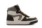 Hip Hoge Sneaker H1301 Dark Brown Leer & Suède – Veter en Rits - hatshoe