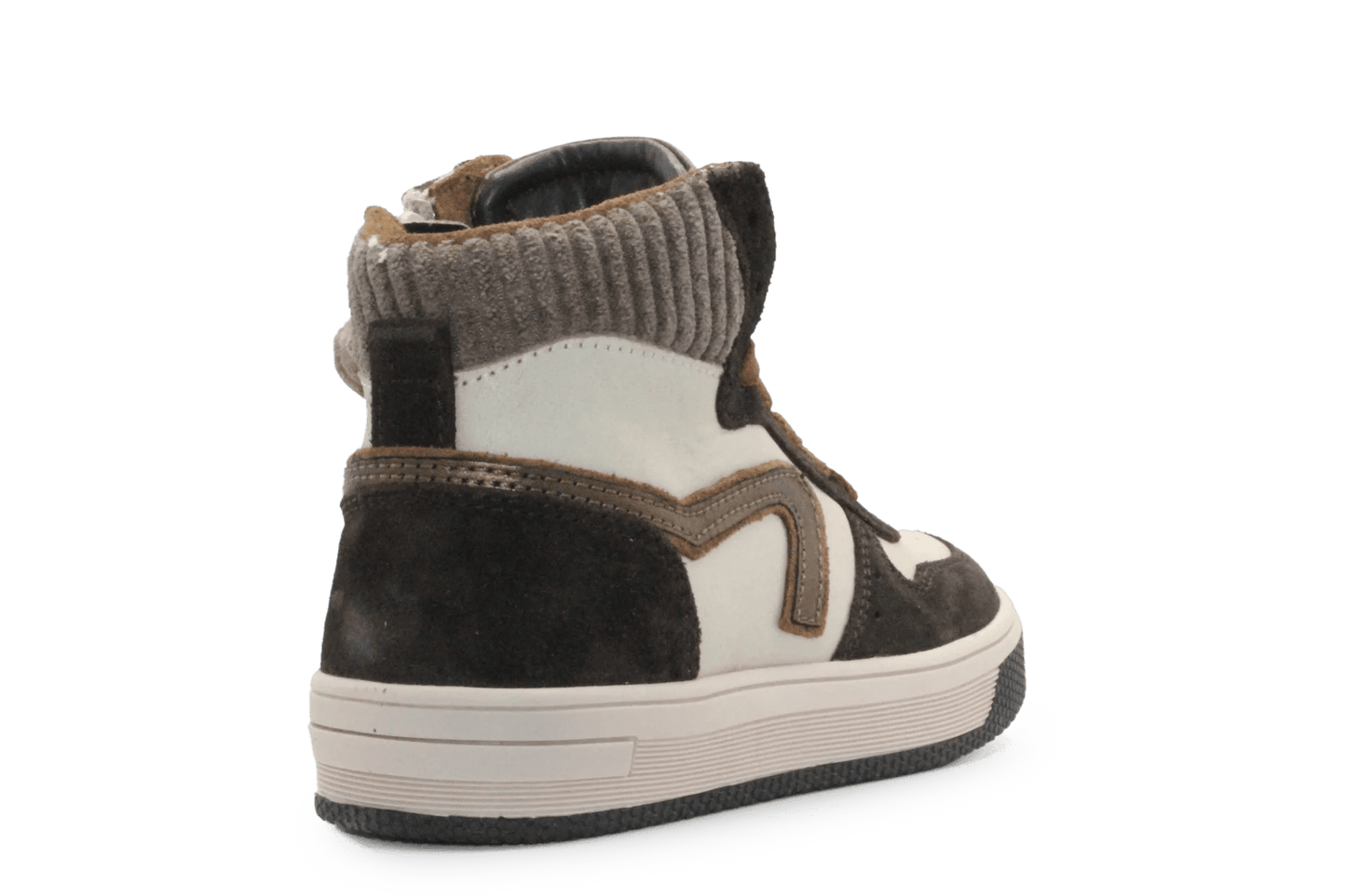Hip Hoge Sneaker H1301 Dark Brown Leer & Suède – Veter en Rits - hatshoe