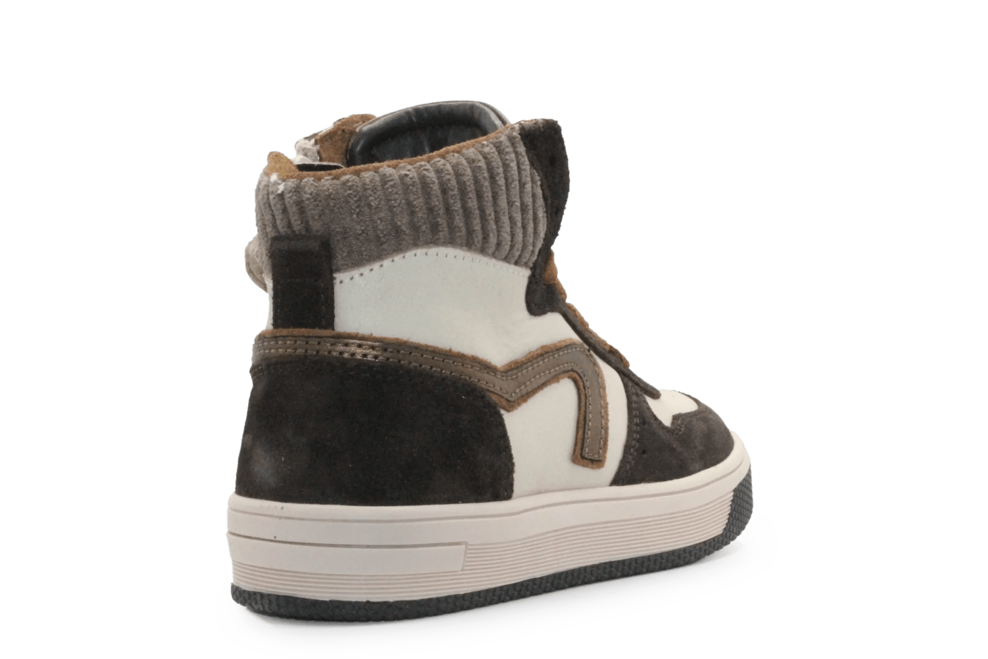 Hip Hoge Sneaker H1301 Dark Brown Leer & Suède – Veter en Rits - hatshoe