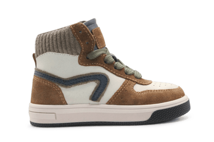 Hip Hoge Sneaker H1301 Naturel Leer & Suède – Veter en Rits - hatshoe