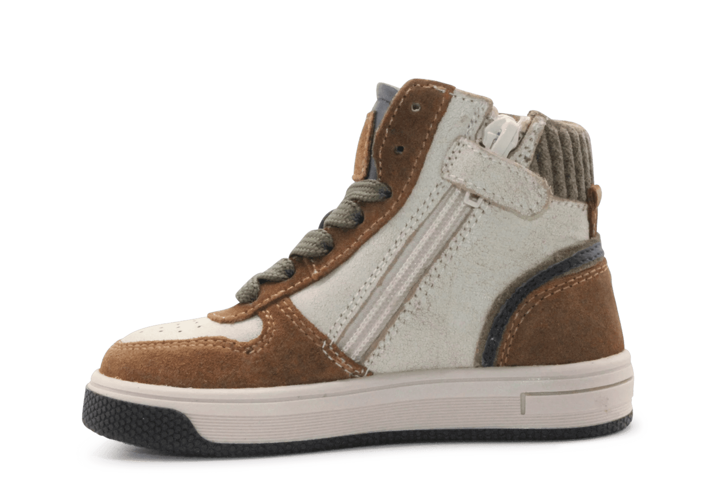 Hip Hoge Sneaker H1301 Naturel Leer & Suède – Veter en Rits - hatshoe
