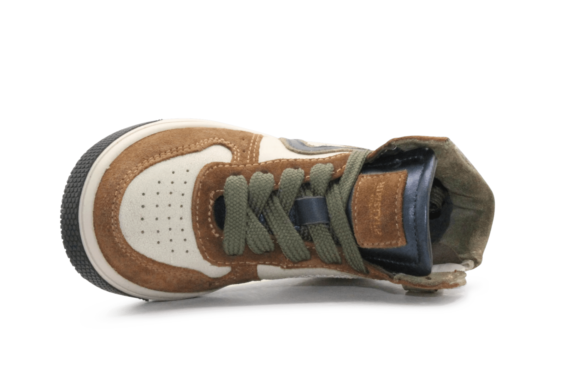 Hip Hoge Sneaker H1301 Naturel Leer & Suède – Veter en Rits - hatshoe