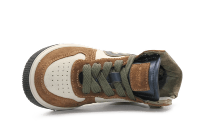 Hip Hoge Sneaker H1301 Naturel Leer & Suède – Veter en Rits - hatshoe