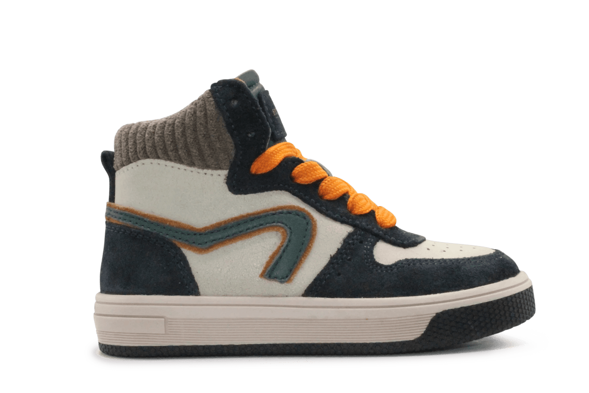 Hip Hoge Sneaker H1765 Dark Blue Leer & Suède – Veter en Rits - hatshoe