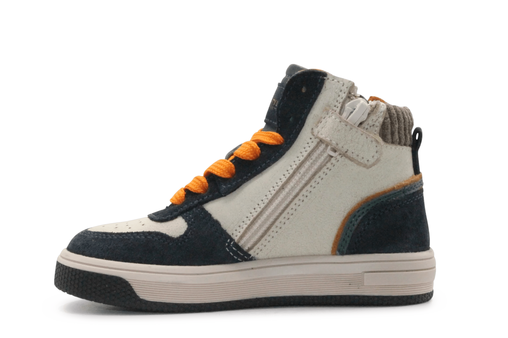 Hip Hoge Sneaker H1765 Dark Blue Leer & Suède – Veter en Rits