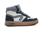 Hip Hoge Sneaker H1803 Blauw Leer & Suède – Veter en Rits - hatshoe