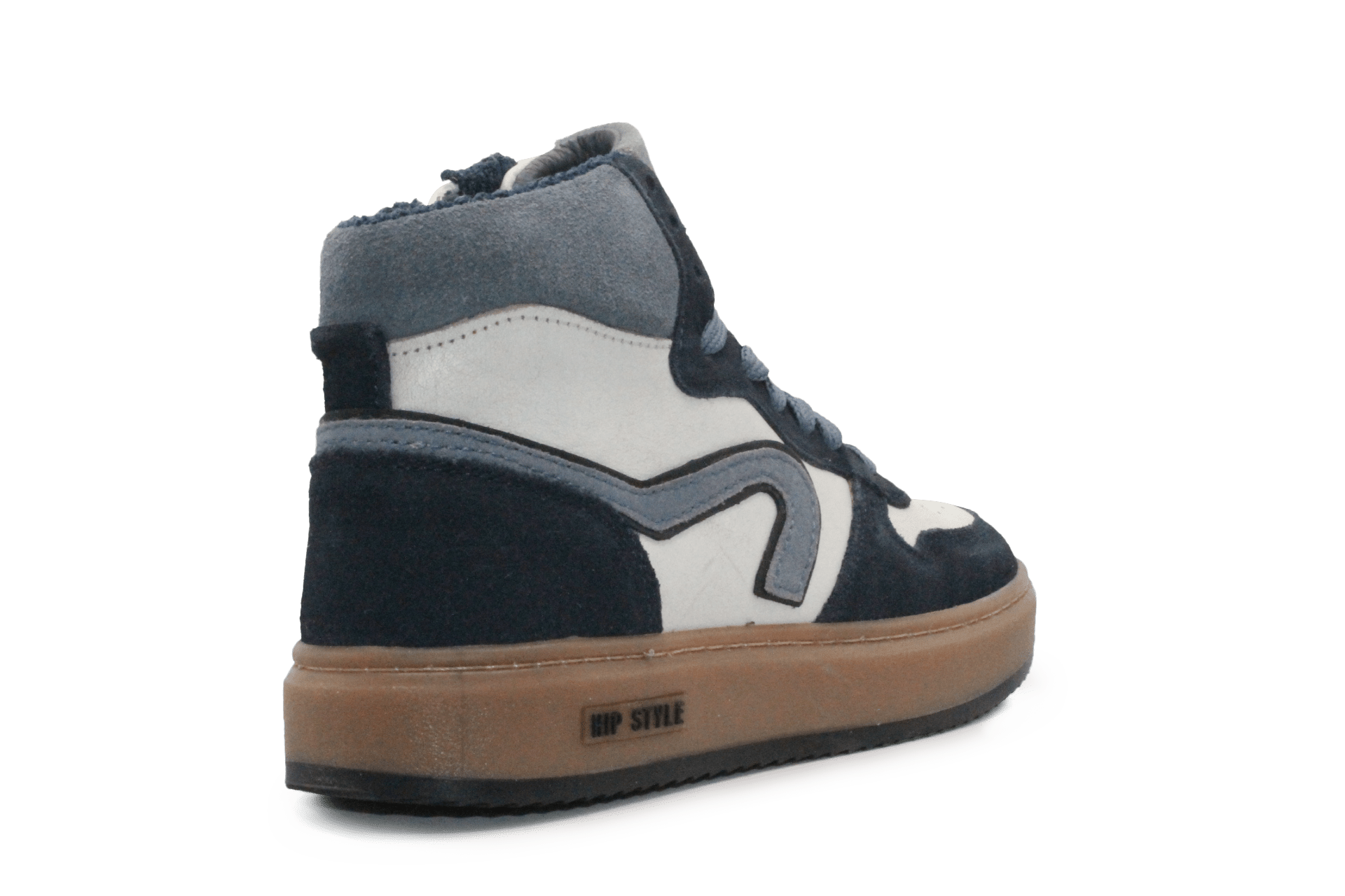 Hip Hoge Sneaker H1803 Blauw Leer & Suède – Veter en Rits - hatshoe