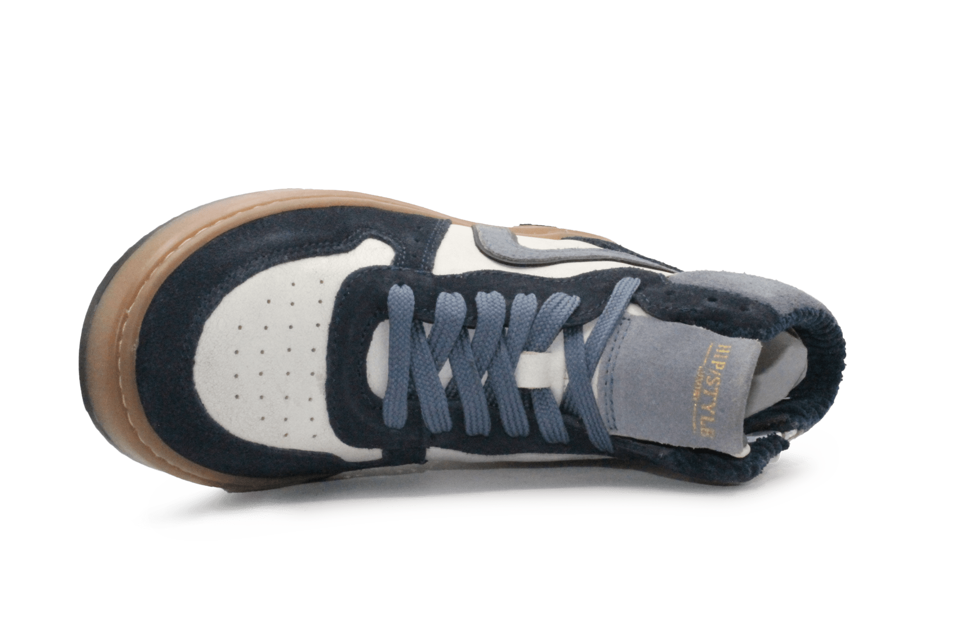 Hip Hoge Sneaker H1803 Blauw Leer & Suède – Veter en Rits - hatshoe