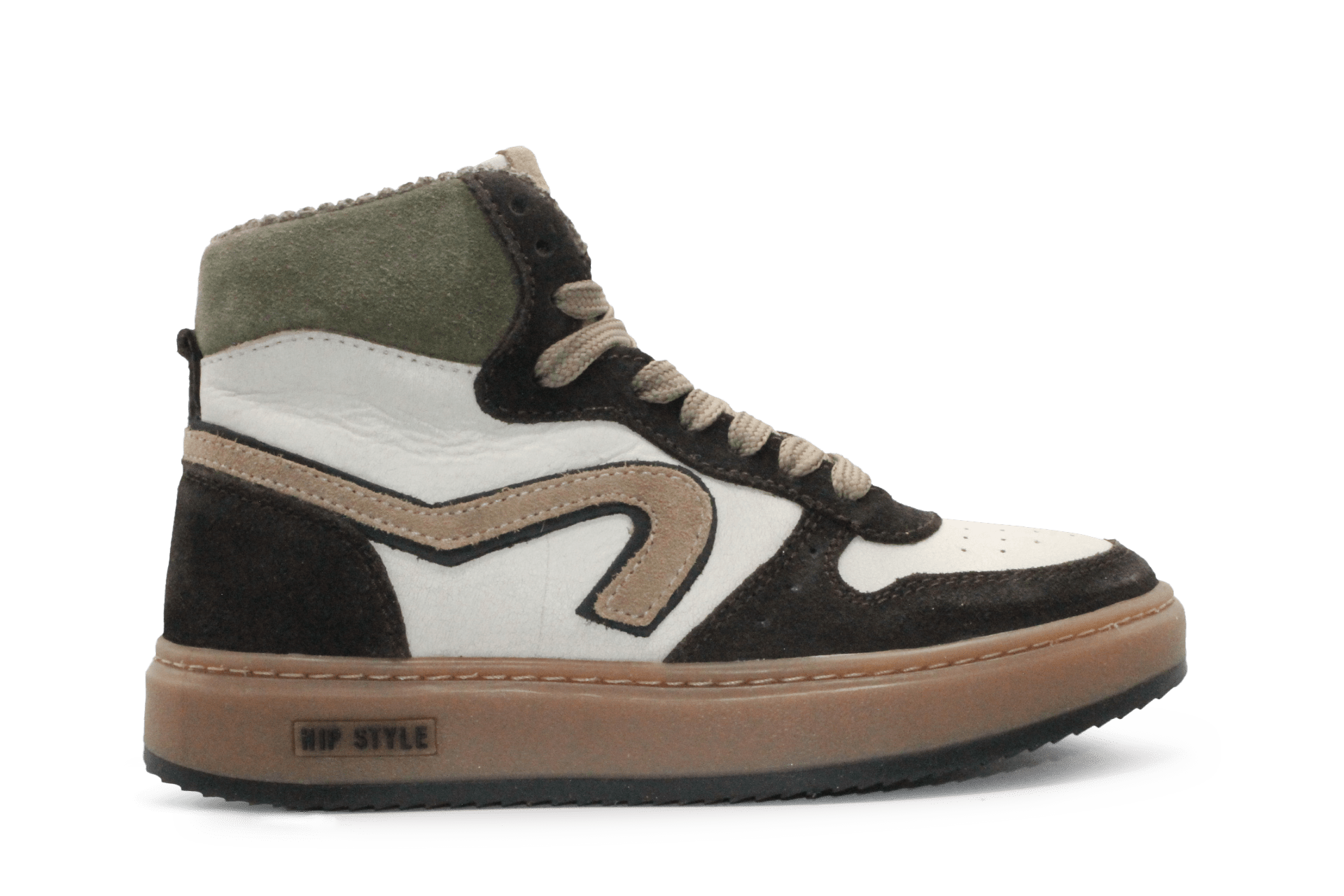 Hip Hoge Sneaker H1803 Bruin Leer & Suède – Veter en Rits - hatshoe