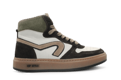 Hip Hoge Sneaker H1803 Bruin Leer & Suède – Veter en Rits - hatshoe